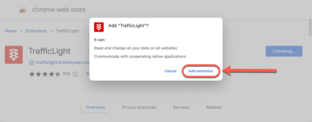 Instalar o Bitdefender TrafficLight - Chrome