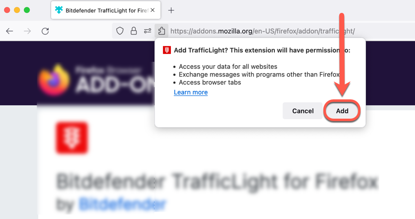 Instalar o Bitdefender TrafficLight - Firefox