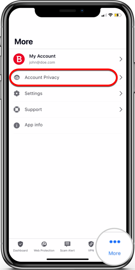 Privacidade de conta iOS