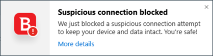 Conexão suspeita bloqueada