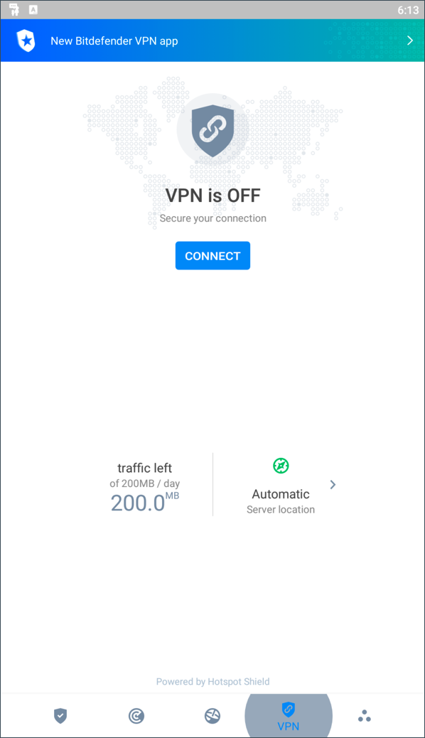 O módulo VPN no Bitdefender Mobile Security