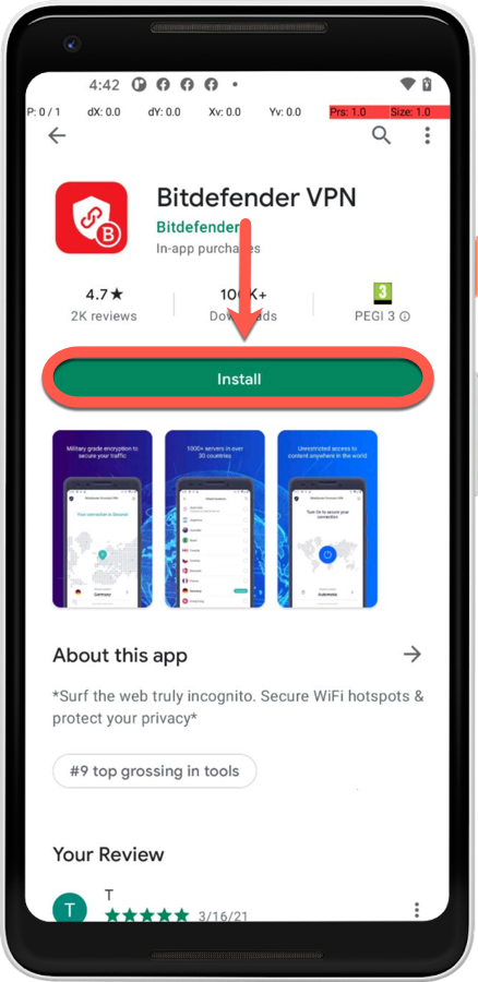 Instalar o Bitdefender VPN no Android na Google Play