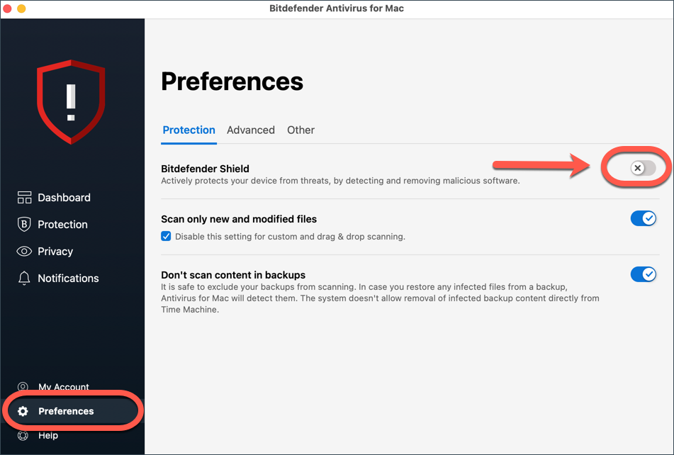 Ativar o Bitdefender Shield no Antivirus para Mac