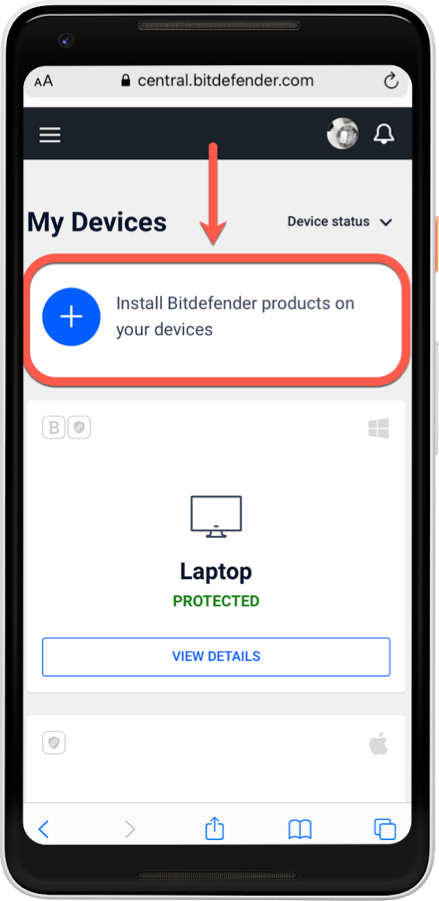 Instalar o Bitdefender Mobile Security para Android via Bitdefender Central