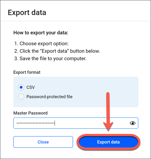 Exportar senhas do Bitdefender Password Manager