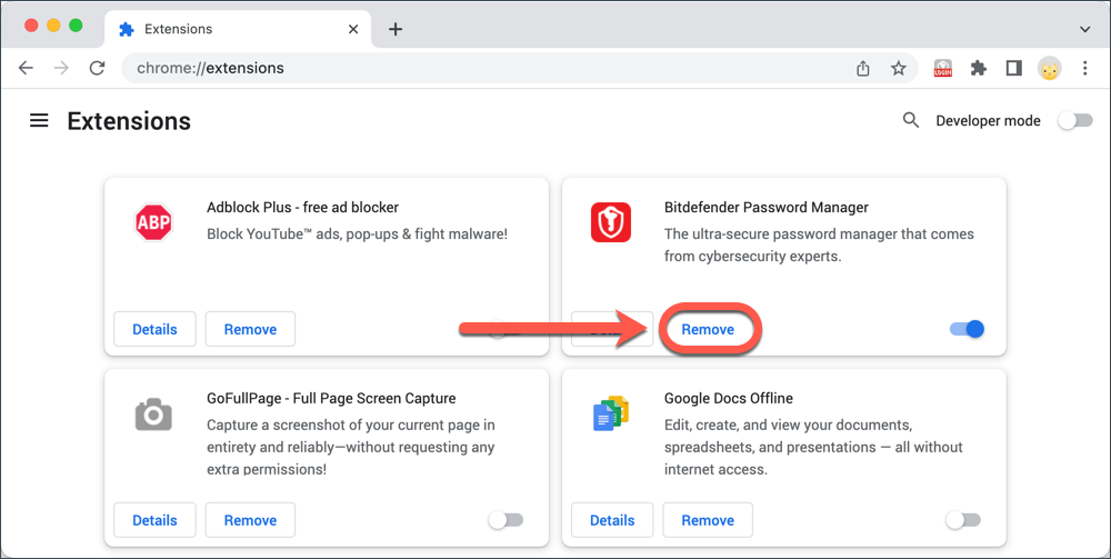 desinstalar o Password Manager no Chrome