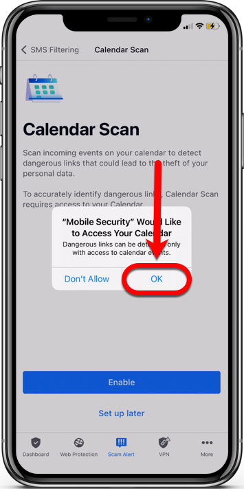 ativar o Alerta de Golpe para iOS
